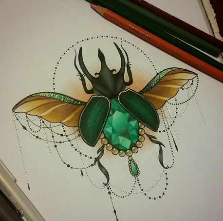 Fantastisk Beetle Tattoo Design