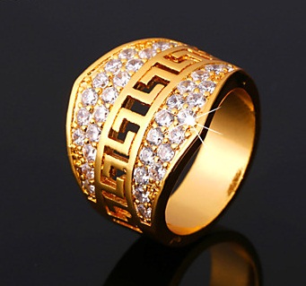 Crown Shape Big Gold og Diamond Ring til mænd