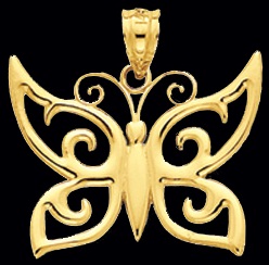 Guld sommerfugl vedhæng design