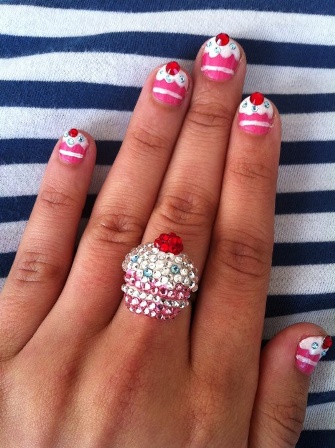 Crystal Cupcake Nail art Design