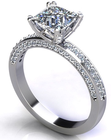 Designer Princess Cut forlovelsesring