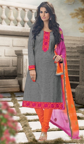 Bomuldsgrå Salwar Kameez