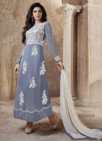 Virágnyomat szürke Salwar Kameez