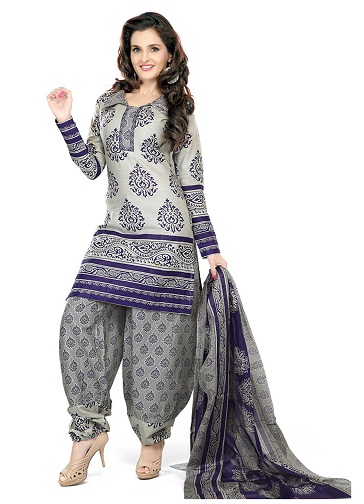 Trykt Patiala Grey Salwar Suit