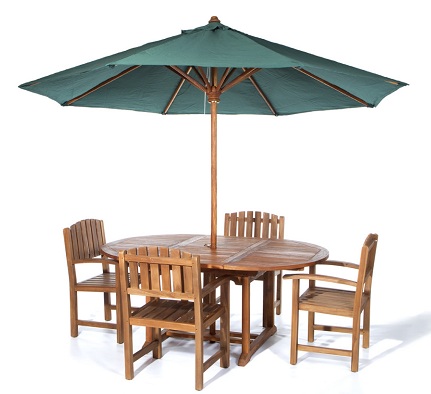 Terasz asztali készlet kerti esernyőkkel
