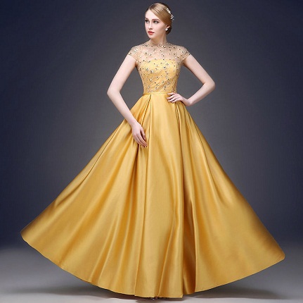 Golden Brocade Long Frock