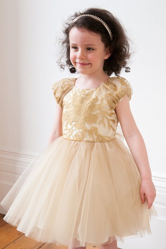 Golden Color Flower Girl Frock