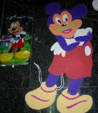 Enkel Mickey Mouse Rangoli