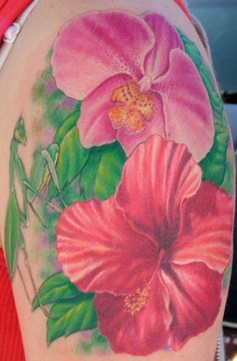 Hibiszkusz orchidea tetoválás tervezés