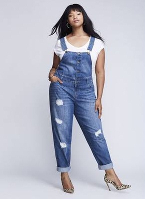 Destructed Denim Overalls