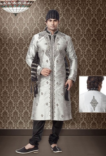 Eid Wear Herre sølv Kurta Collection