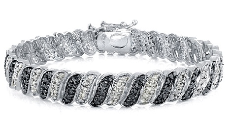 Sort og blå diamant tennisarmbånd