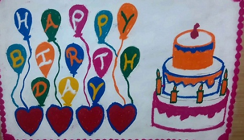 Egyszerű Kolam születésnapi Rangoli
