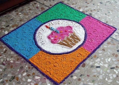 Cupcake Rangoli születésnapra