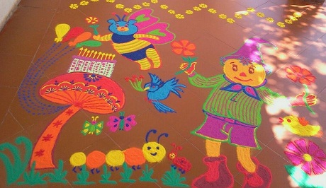 Gyönyörű gyerekek születésnapi Rangoli Design