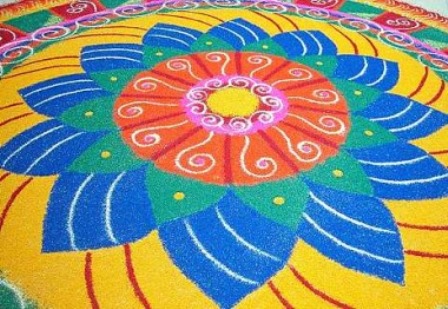 Virág Rangoli Design pontok nélkül