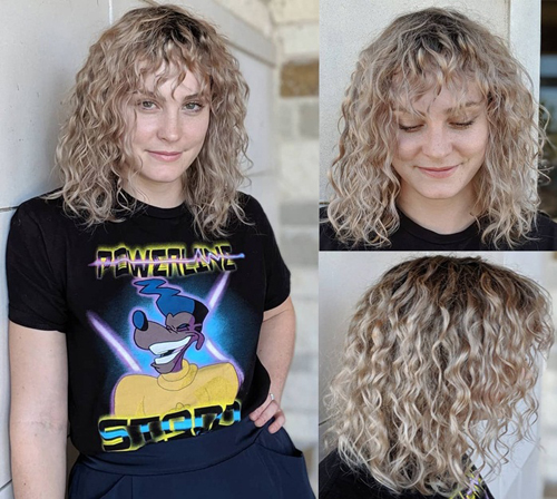 Krøllet Medium Blond Frisure