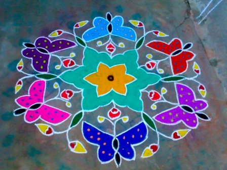 Sommerfugl Kolam Rangoli