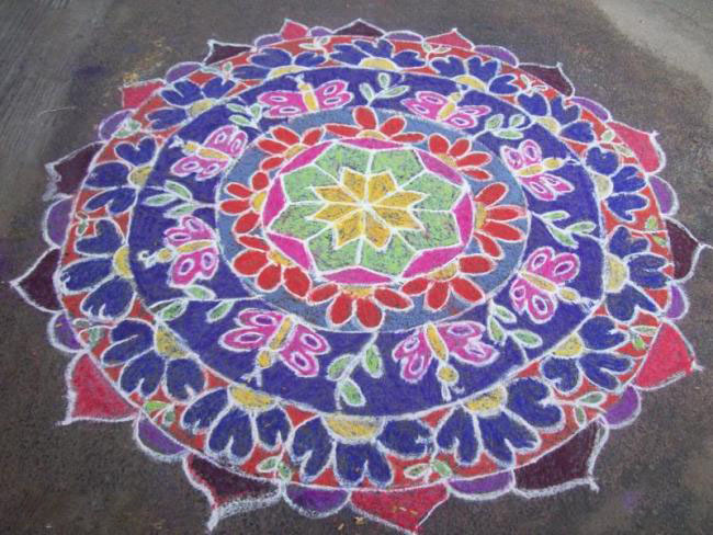Farverige Butterfly Rangoli designs