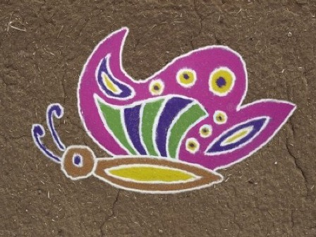 Single Big Butterfly Rangoli Design