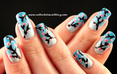 Csillogó Easy Cherry Blossom Nail Design