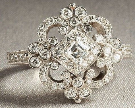 Vintage gyémánt eljegyzési gyűrű