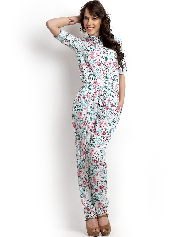 Hvid blomstret jumpsuit