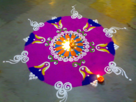 Ideális Dussehra vagy Navratri Rangoli Design