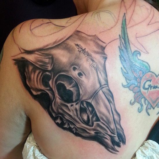 Skull Deer Tattoo Design