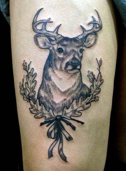 Illustration Style Deer Tattoo Design