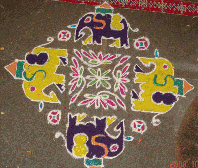 Simple Elephant Rangoli Design