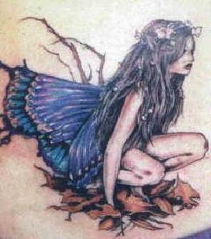 Fantasy engel tatovering