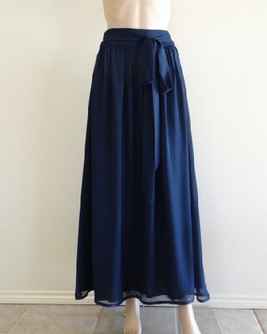 Flowy Navy Blue Maxi nederdel