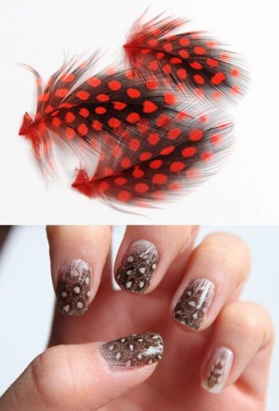 Real Feather Nail Art Design