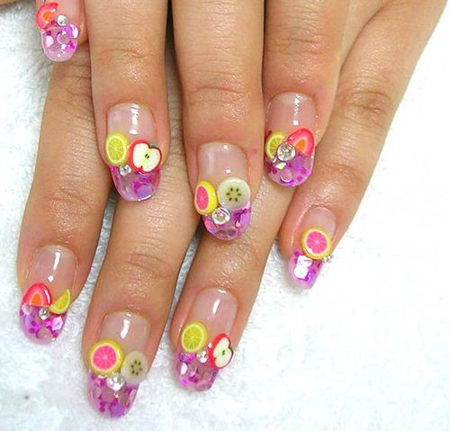 Frugtigt Fimo French Tips Nail Design