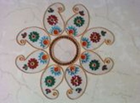 Gyönyörű úszó Rangoli minták