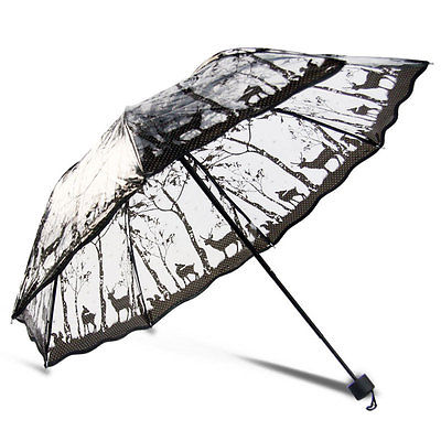 Sorte udskrifter Lady's Transparent Paraplyer