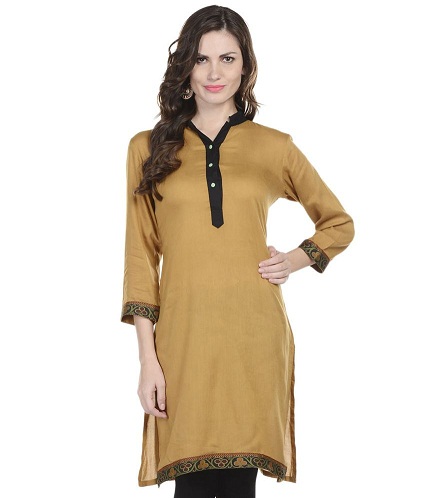 Poly Rayon Plain Golden Kurti