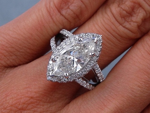 3 karátos márki vágott gyémánt gyűrű