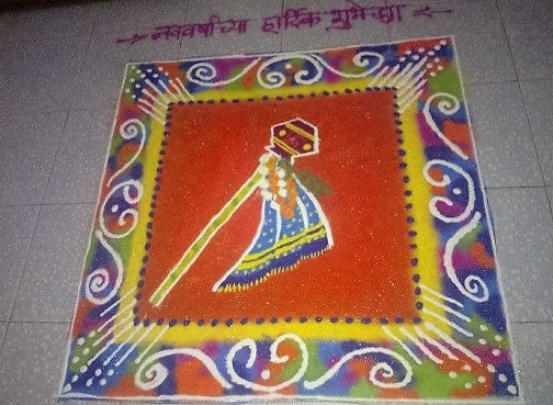 Egyszerű Gudi Padwa Rangoli Designs