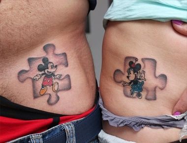 Puzzle Mickey és Minnie Tattoo Design