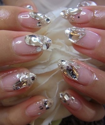French Tip Japanese Bling Nails