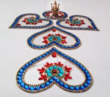 Hjerteformet Kundan Rangoli