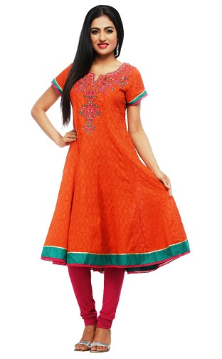Trykt Orange Kurtis