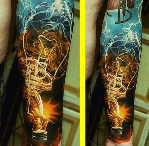 Elektrificerende lyn tatovering designs