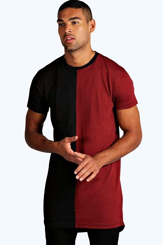 Langærmet T-shirt med to farver til mænd