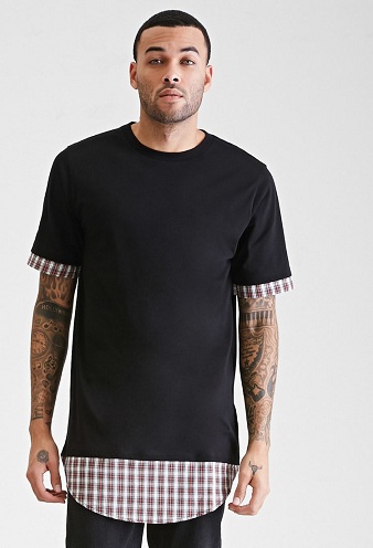 Pleaded Longline T-Shirt til mænd