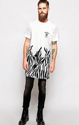 Zebra Stripped Longline T-shirt til mænd