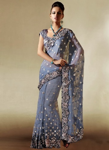 Designer Grey Saree