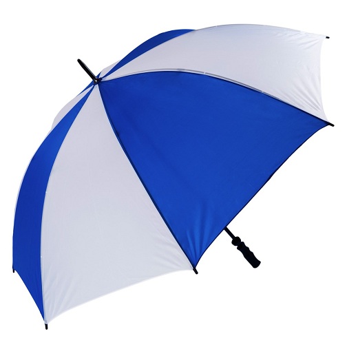 Glasfiberskaftet blå og hvid paraply